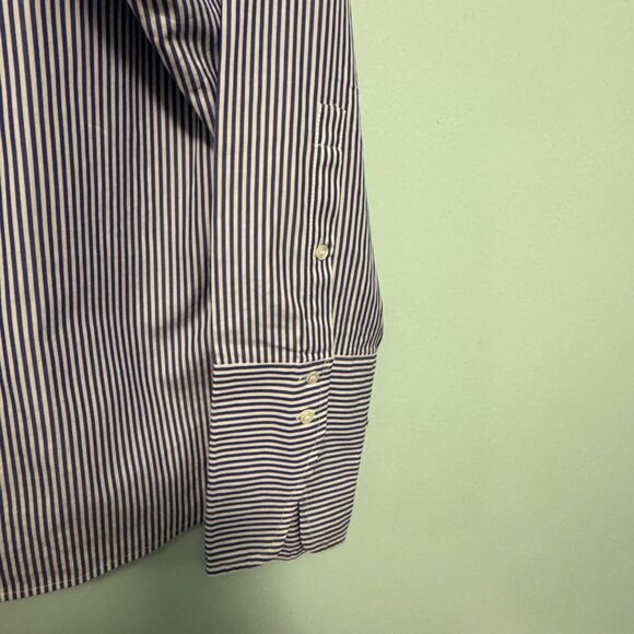 Thomas Mason® for J.Crew Ruffle-Front Top 💙 White & Blue – Size 14 – 0058 - Picture 7 of 7